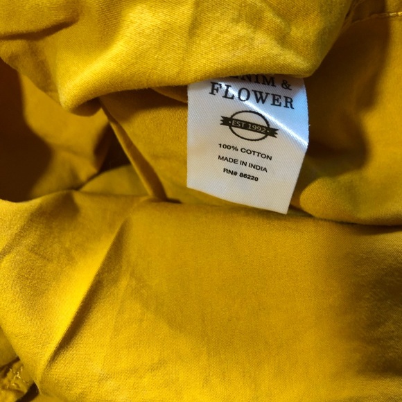 Denim & Flower men’s casual button down shirt medium short sleeve mustard yellow - Picture 9 of 10